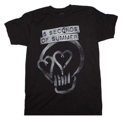 5 Seconds of Summer Silver Print Heartskull T-Shirt